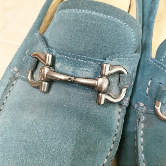Salvatore Ferragamo Teal Turquoise Green Blue Loafers - Picture 3 of 12
